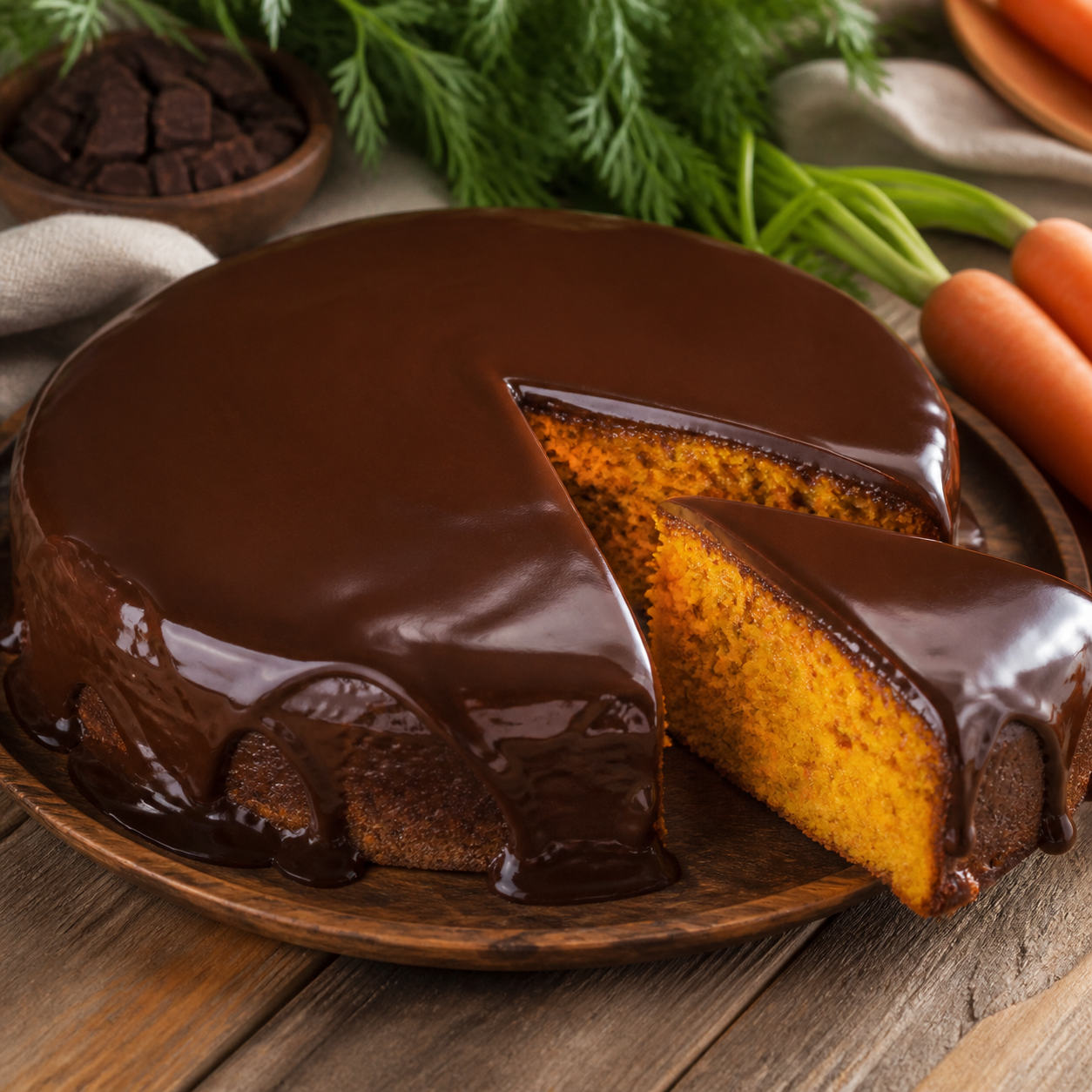 Bolo de cenoura com cobertura de chocolate — receita completa