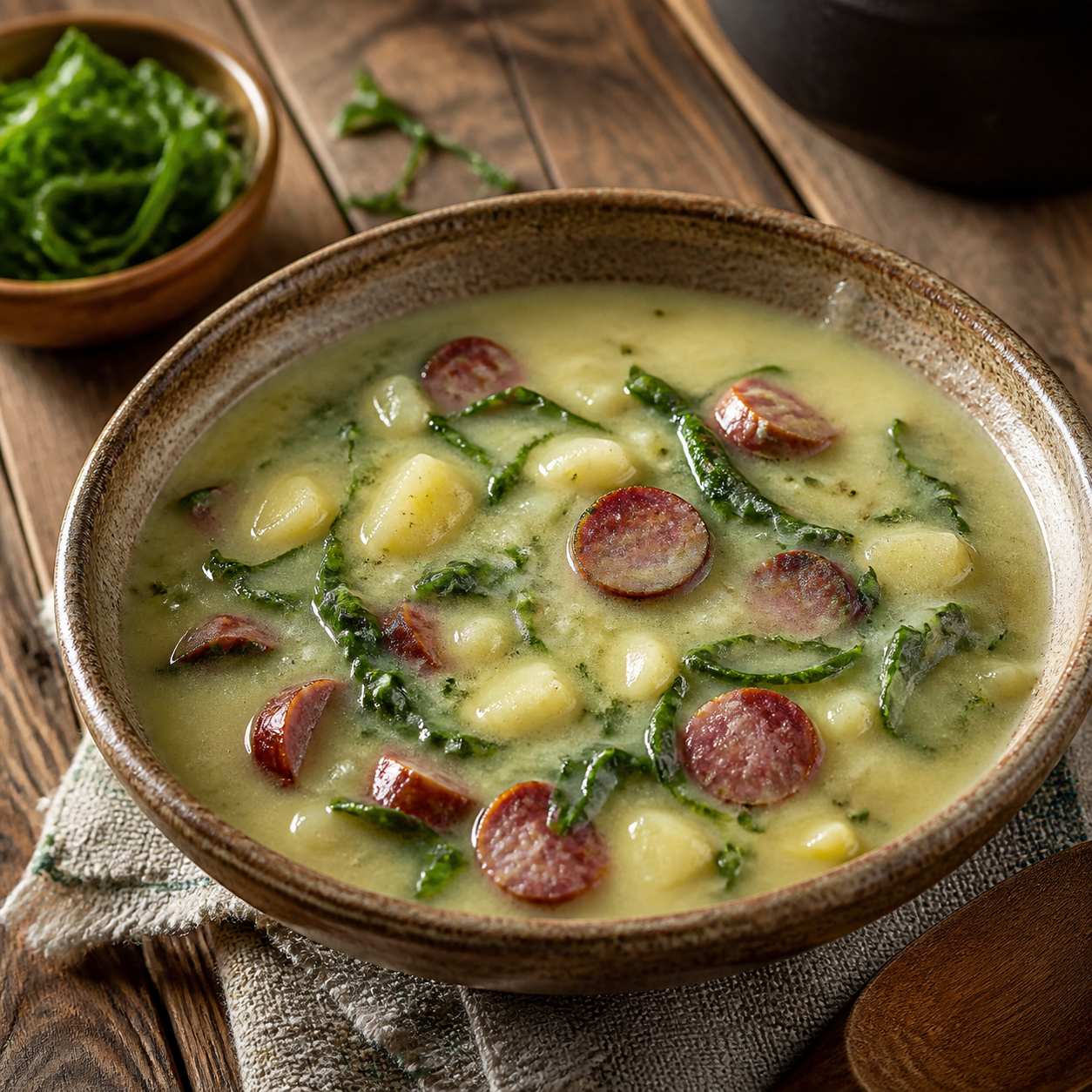 Caldo Verde Cremoso com Linguiça Calabresa — receita completa