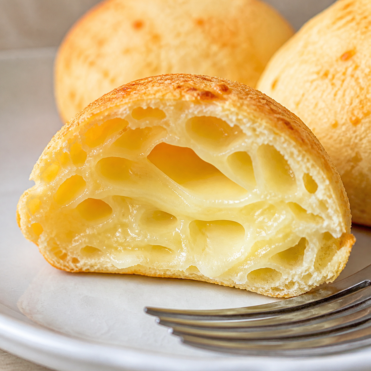 Detalhe da receita: pão de queijo mineiro tradicional com queijo meia cura