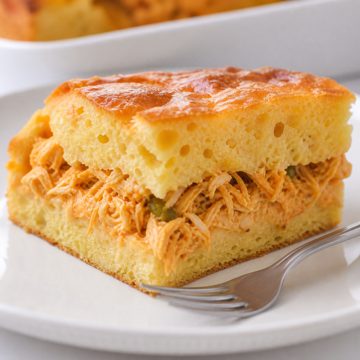 Detalhe da receita: torta salgada de frango de liquidificador com massa fofinha